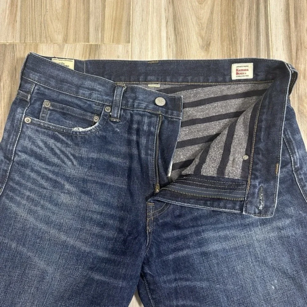 J Crew 770 Jeans 32X29.5 Blue Straight Flannel Lined‎ Japanese Kaihara Casual